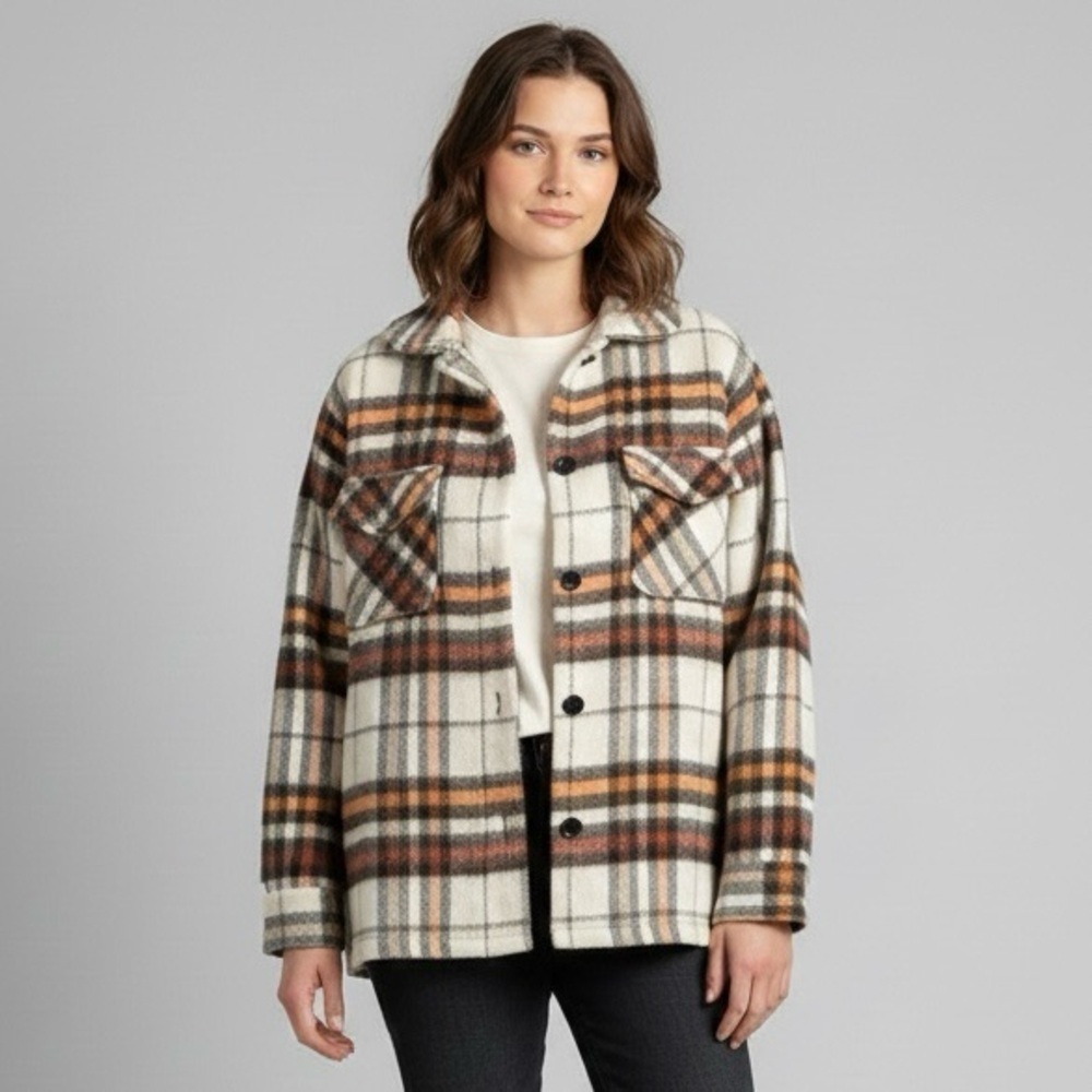 Vintage Plaid Wool Bellaire Bell Shirt Light Jacket / Shacket - Medium 🇨🇦